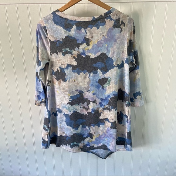 Soft Surroundings Summer Sweater XS S 3/4 Sleeve Floral Watercolor Asymmetric - Picture 5 of 11